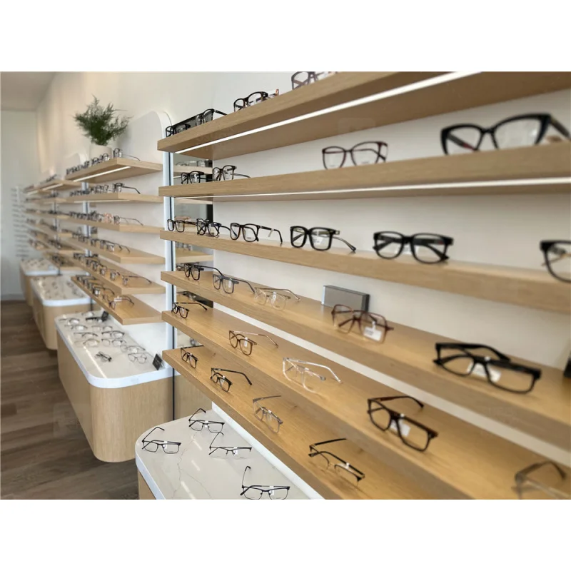 (Customized) fashion wooden optical shop display furniture trendy eyewear shop fitting custom sunglasses display rack glasse