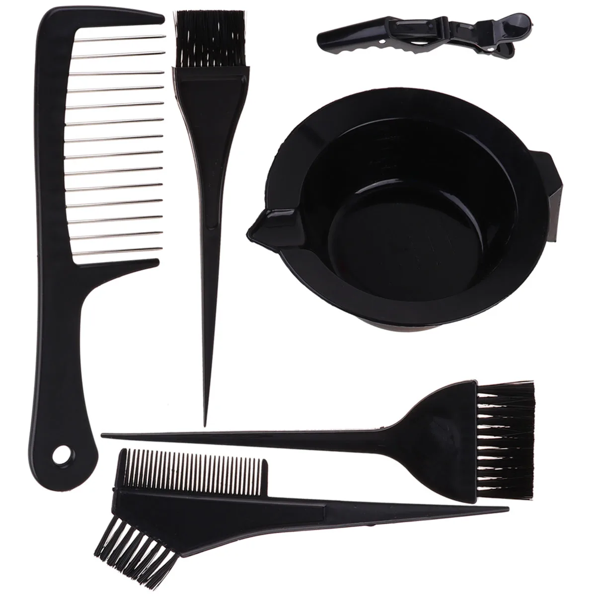 

8 Pcs Hair Color Kit Dyeing Bowl Hairdressing Tools Accessories Mixer Black Clips