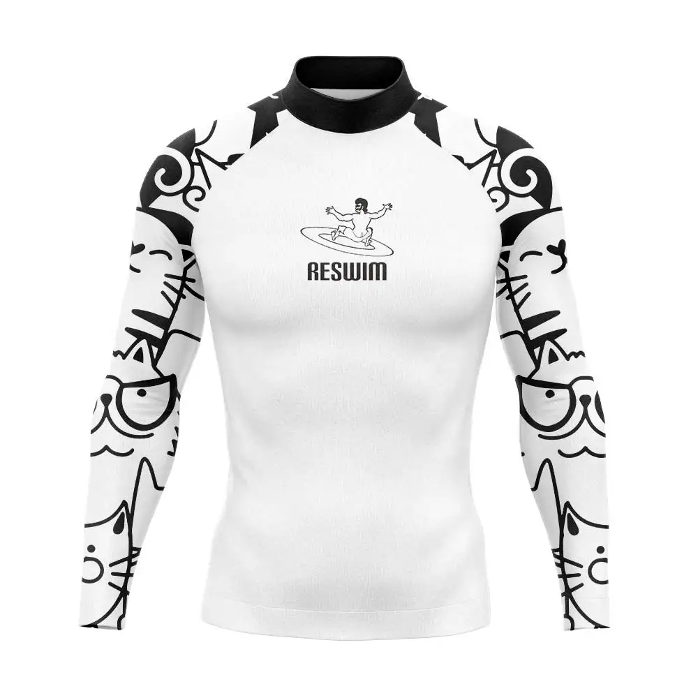 2025 Men's Rash Guards Surfing Diving Swimsuit Beach UV Protection Swimwear Long Surf Swim T-shirts Swimming Tight GYM Clothes