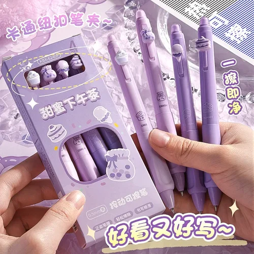 20/4 Uds. Bolígrafo de borrador térmico estético creativo 0,5mm bolígrafo de Gel borrable bonito de dibujos animados tinta negra y azul suministros escolares papelería