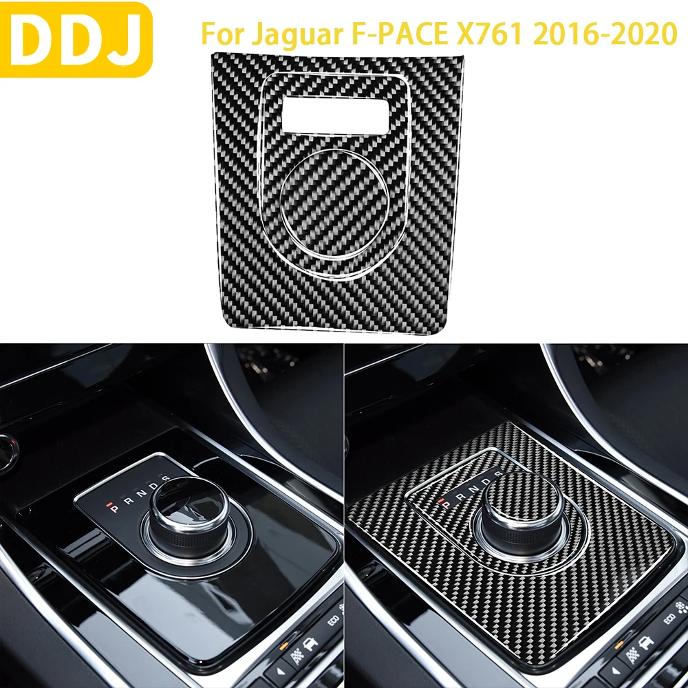 

For Jaguar F-PACE 2016 2017 2018 2019 2020 Accessories Carbon Gear Box Shift Shifter Suround Insert Button Trim Sticker