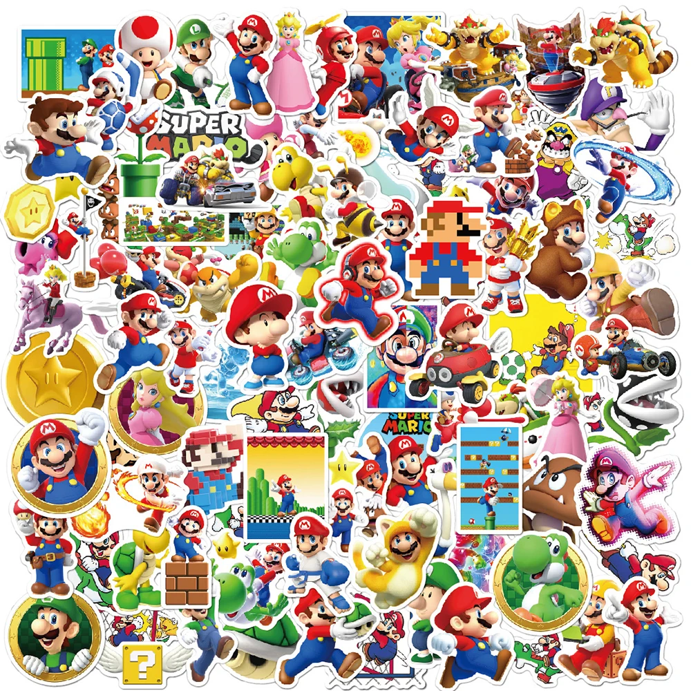 10/30/50/100pcs Classic Anime Super Mario Cartoon Stickers DIY Fridge Laptop Notebook Phone Travel Luggage Toys Sticker for Kids