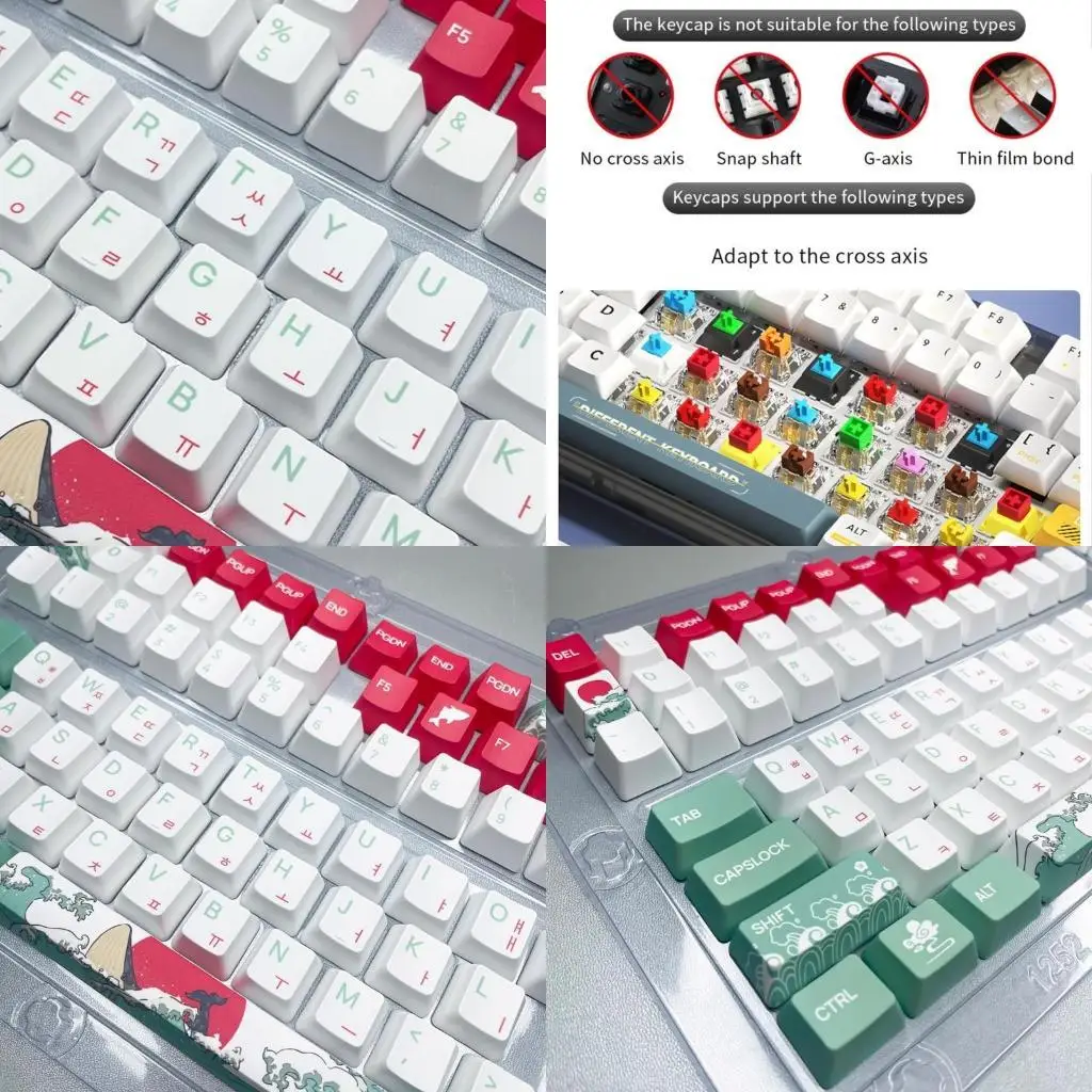 

Y1UB Korean Keycaps Coral Sea Themed Keycaps for 61 75 98 104 108 Keyboard