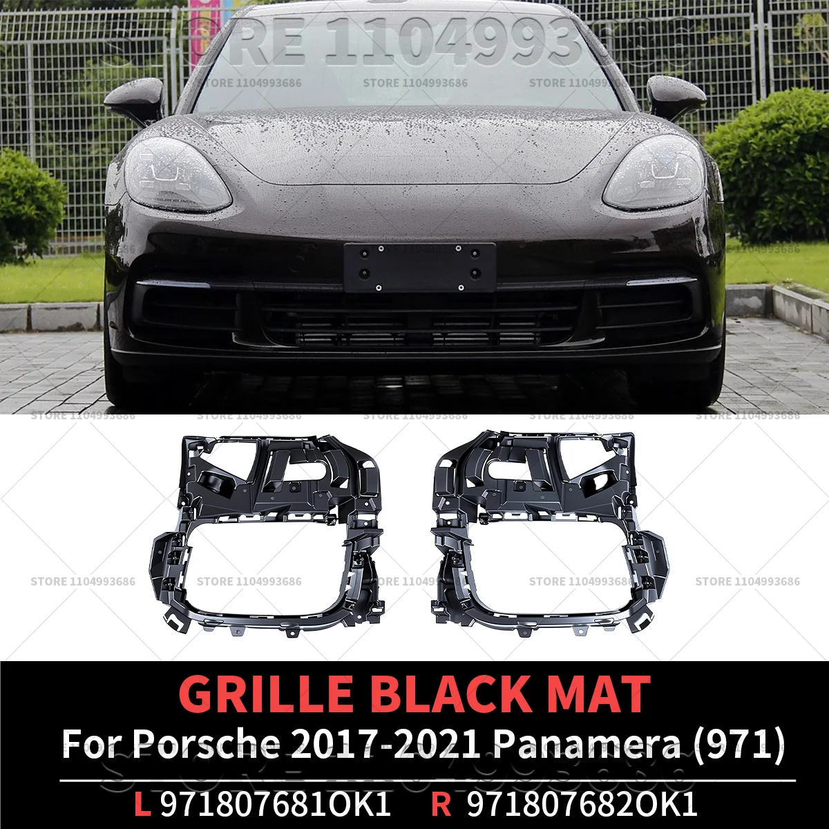 

For 2017-2021 Porsche Panamera (971) Front Left and Right Bumper Grille Black OEM 971807681 971807682 971807681OK1 971807682OK1