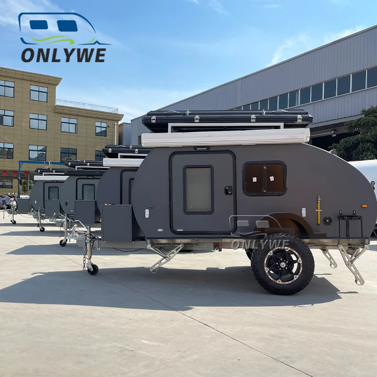 ONLYWE Best Cheap Price Mini Overland Camping Caravan Travel Trailer Small Off Road Teardrop Rv Camper Trailer For Sale