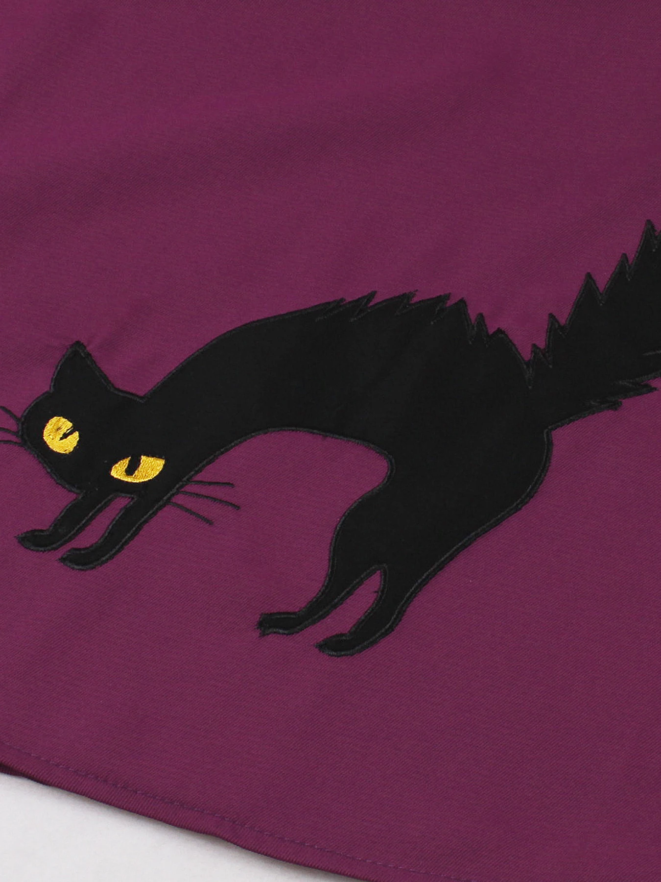 Tonval – robe de soirée d'halloween brodée de chat bicolore noir et violet pour femmes, boutons sur le devant et robes plissées évasées