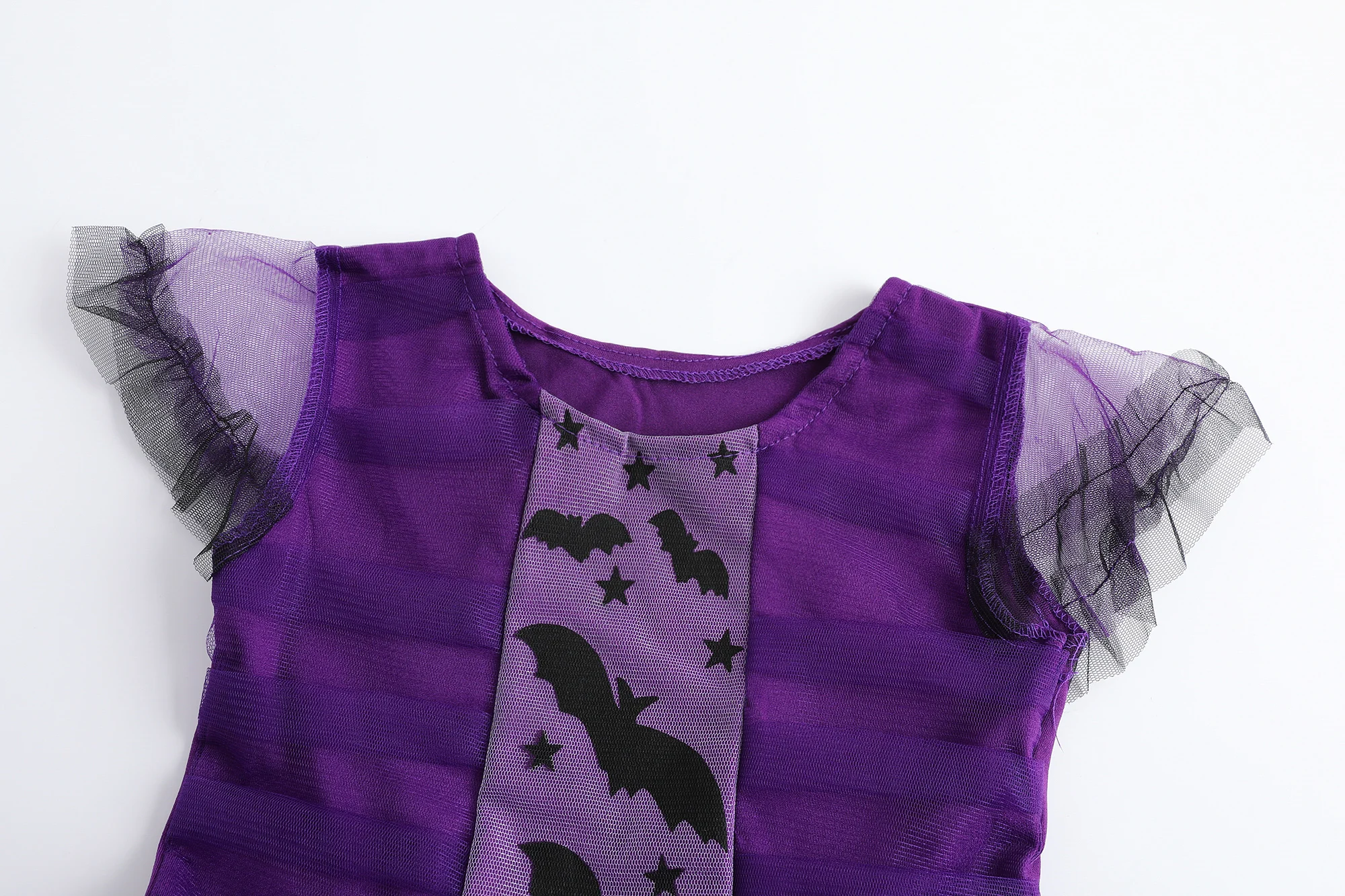 Kinder Mädchen Halloween Fledermaus Hexen Kostüm Komplettset mit Flügeln, Halskette, Socken, Netzstrümpfen und Handschuhen für Themenpartys – Detail 12