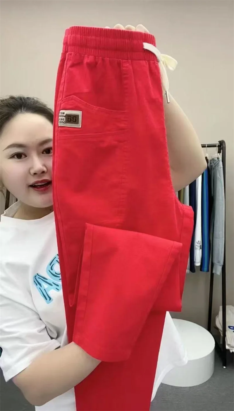 Spring Summer Women's Harem Pants High Waist Straight Casual All-match Pants Women Fashion Loose Cotton linen Trousers Female