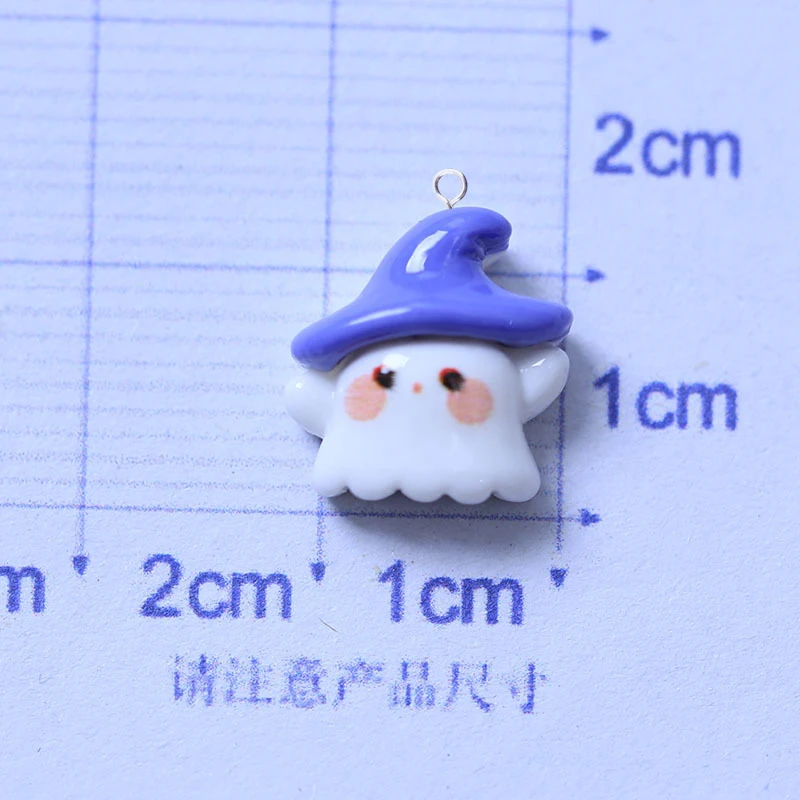 10pcs Lovely Halloween Ghost Charms Kawaii Resin Small Floating Pendant Flatback For Earring DIY Jewelry Making Findings C1462