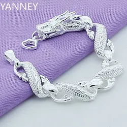 Fine 925 Sterling Silver Bracelets  White Chinese Dragon Chain Bracelets For Men Fashion Jewelry Pulseira Male