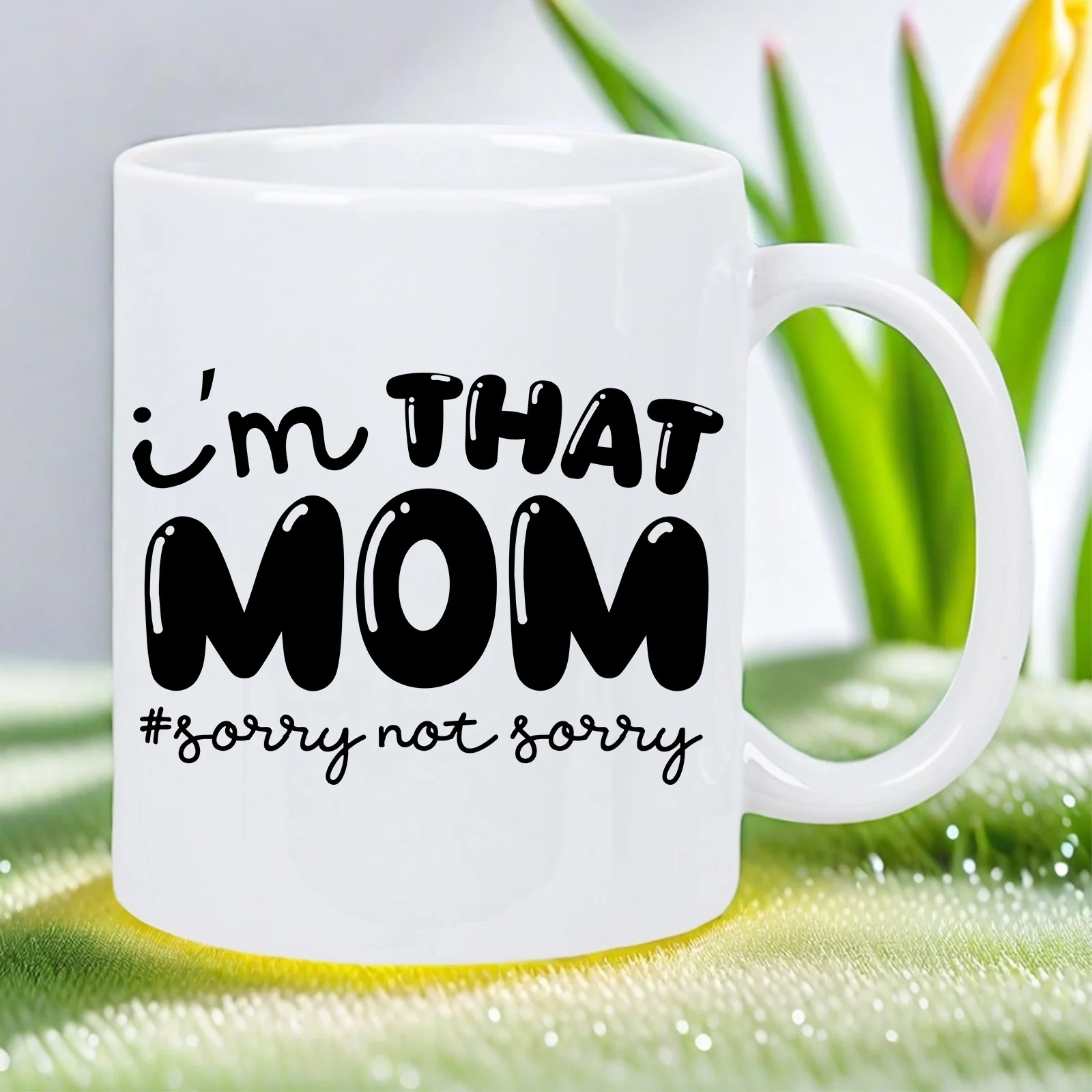 

Boldly Stylish: A Mom'S Modern White Mug for Everyday Charm, Ceramic-Printed Novelty Mug, Dishwasher Safe Us