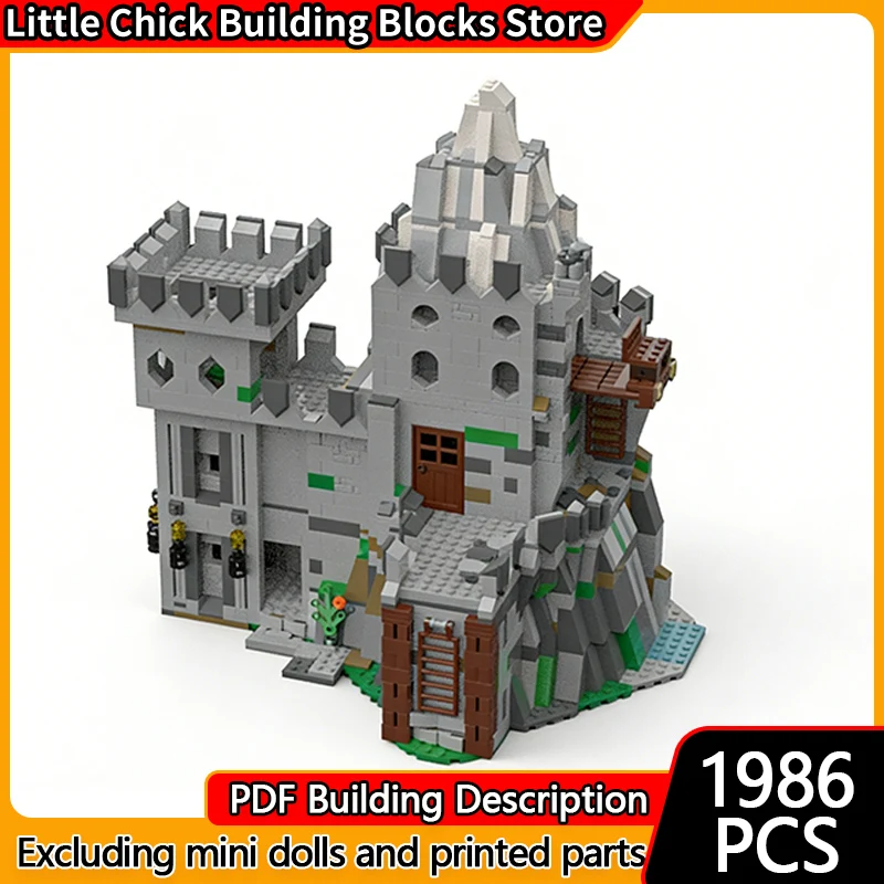 

Средневековый замок, модель MOC, строительные кирпичи, замок на горе, модульная технология, детские праздничные подарки, сборные игрушки, костюм