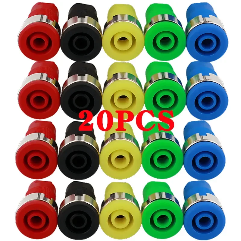 20PCS 4mm Banana Plug Socket 32A 5 Colors Female Jack, Insulated Binding Post Connector for Arduino PCB/Electrical Projects