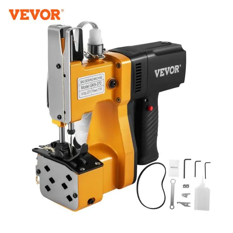 VEVOR Portable Bag Closer Sewing Machine Bag Stitcher Yellow Adjustable Thickness Tightness GK9-370 Model for Express Company