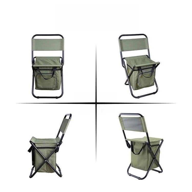 Outdoor Portable Leisure Camping Fishing Chairs, Foldable Ice Pack Sièges with Storage Bags, Backrests Isolation