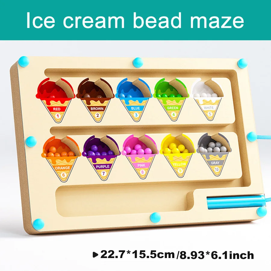 Montessori Magnetische Farbe Sortierung Spiele Labyrinth Bord Stift Moving Bead Spiele Holz Steuerung Sensorischen Spielen Pädagogisches Spielzeug für Kinder