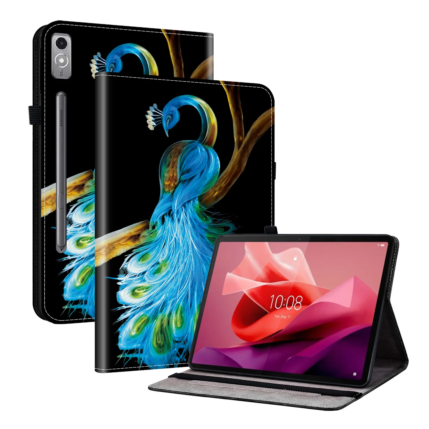 

Luxury PU Leather Painted Case for Lenovo Tab P12 2023 Xiaoxin Pad Pro 12.7 inch Model TB-370FU TPU Back Adjustable Stand Cover