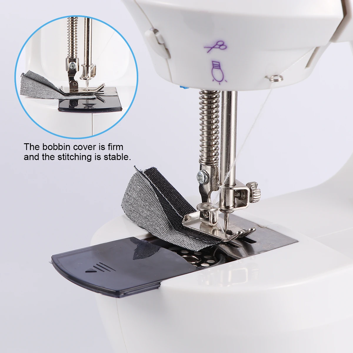 

Multifunctional Sewing Machine Mini Electric Home Small Purple ABS Alloy Durable Safe Automatic Coil Winding Metal Presser Tight