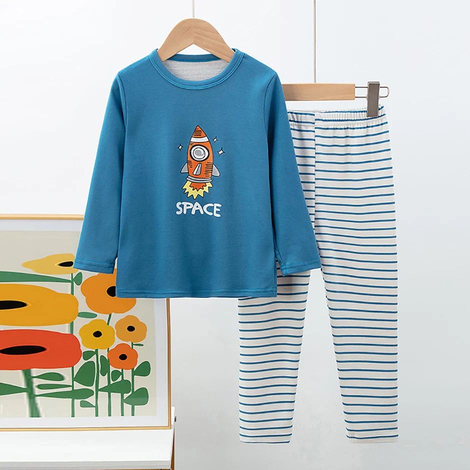 2-teiliges Kinder-Set, Jungen/Mädchen, gleicher Stil, Herbst/Winter, warm, schweißabsorbierend, bedruckt, mehrfarbig, modische Pyjamas – Detail 20