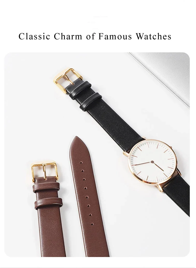 Uhrenzubehör, echtes Lederarmband für DW Daniel Wellington Uhren, modische Uhrenbänder in Rot und Pink, 14/16/18/20/22 mm. – Detail 4