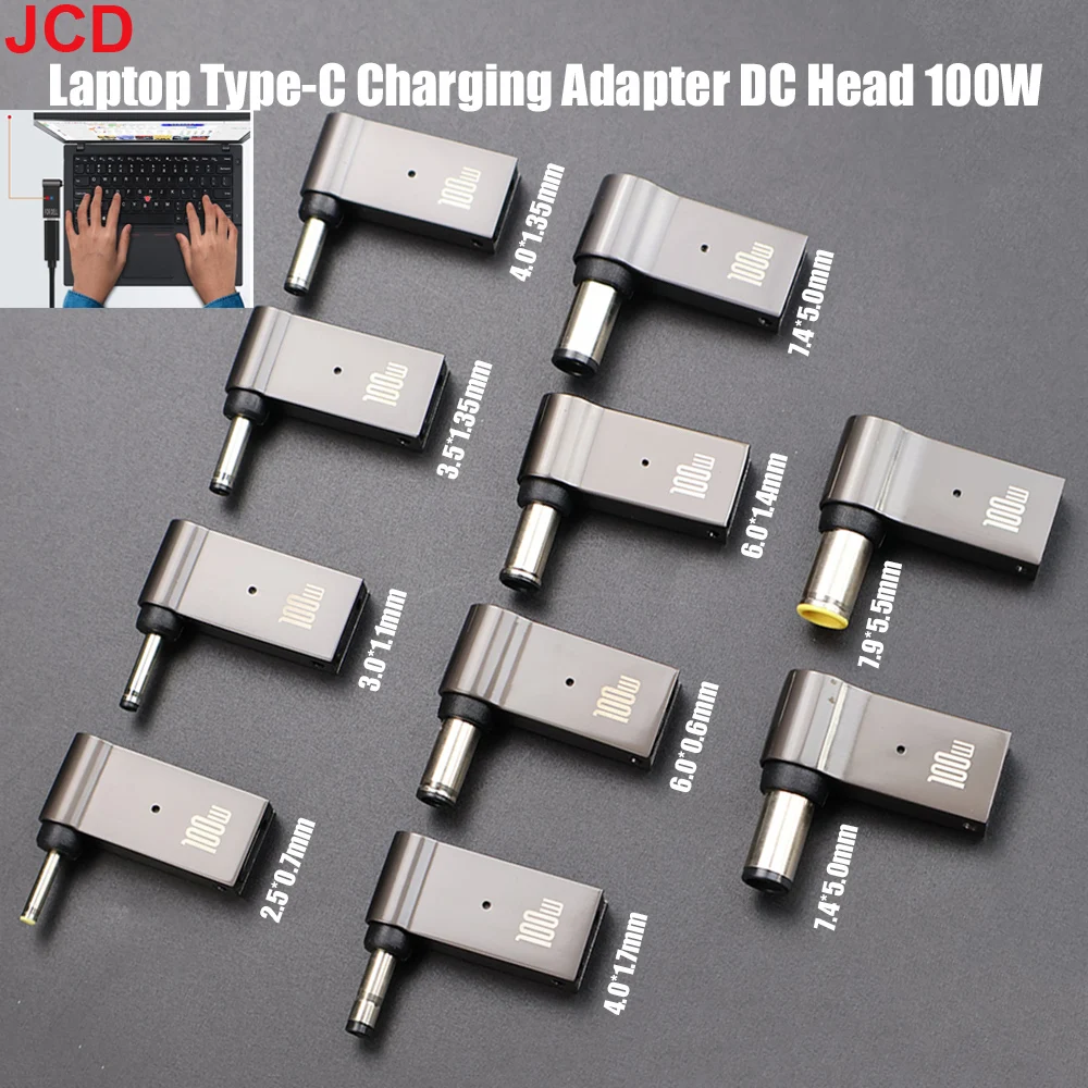 1pc PD 100W Laptop Power Charger Supply Adapter 5A 20V Connector Female Type-C To DC Male Jack Plug Converter For Lenovo/HP/DELL
