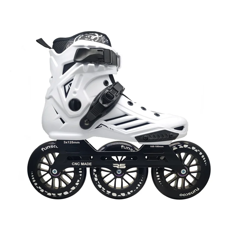 Chaussures de patins de vitesse en ligne pour le patinage à roulettes sur route de rue, baskets de course de fitness à une ligne, R5 3x125mm,