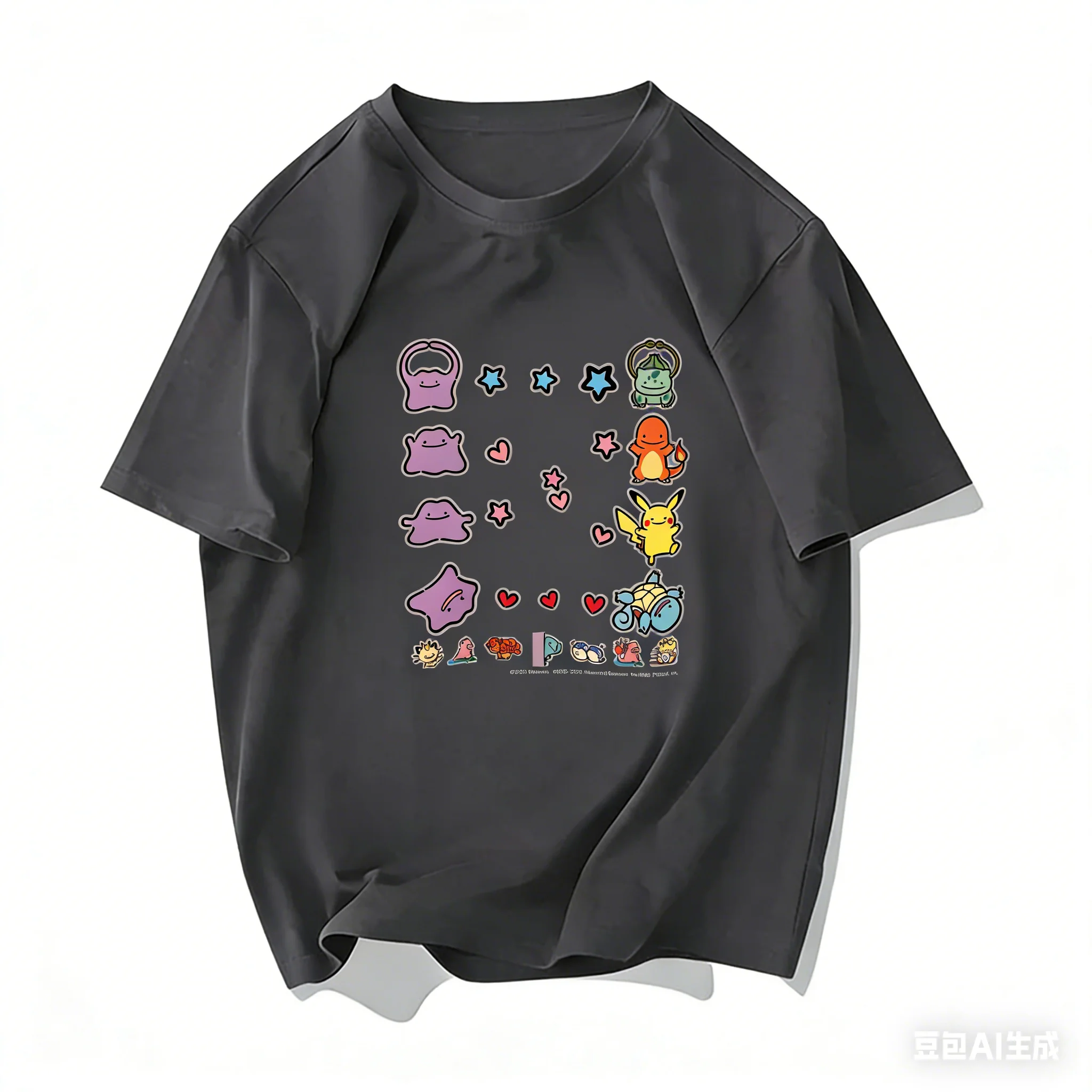2026 New Adult and Children's Pok É Mon Pocket Monsters Cute Series Versatile Q-Edition Pure Cotton T-shirt