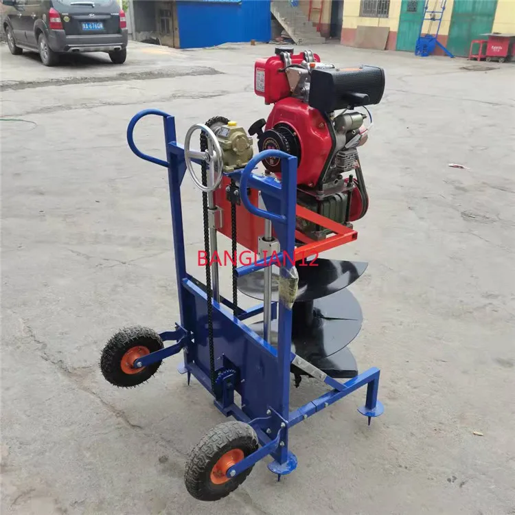 tree digging machine, hand-pushed mountain vertical pile drilling seedling planting digging machine
