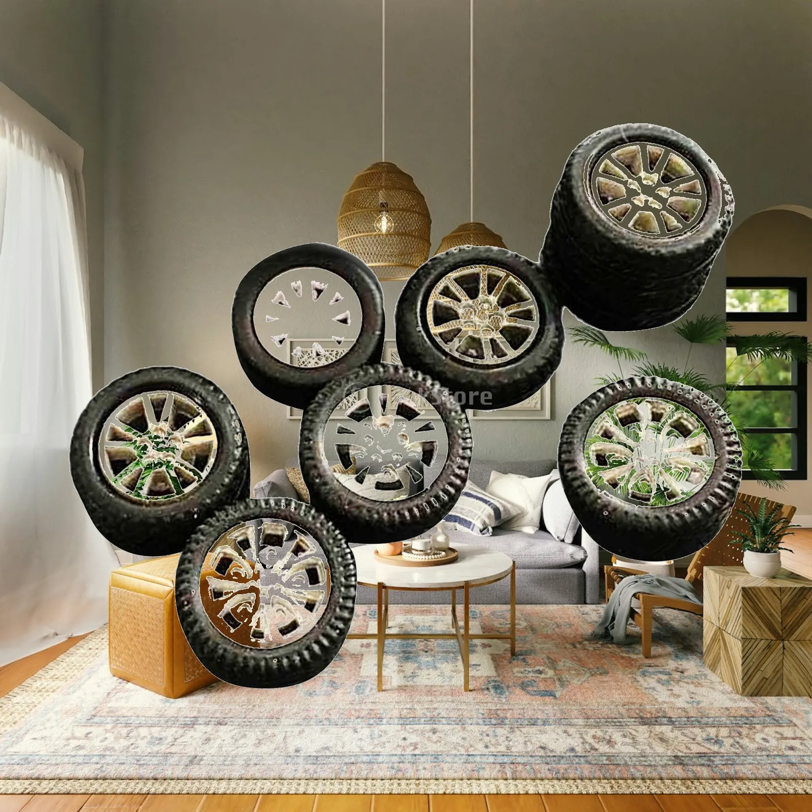Miniature 1/64 Rc Car Tires Resin Wheel Rim Upgrade for Car Toys Vehicle Models and Scene Photography
