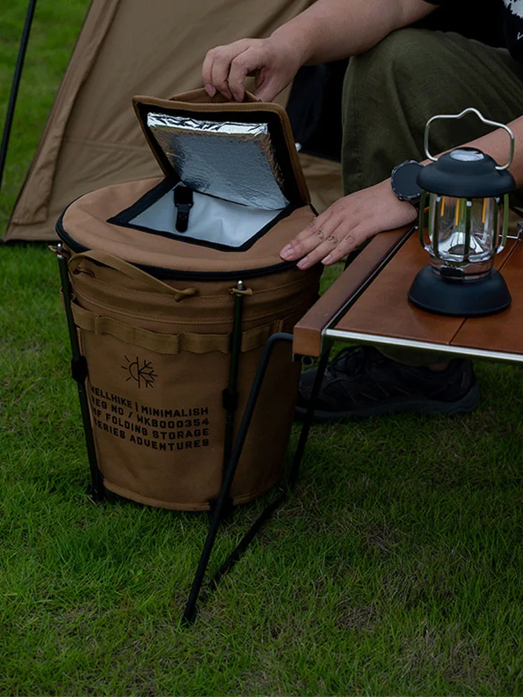 Outdoor Camping Ice Bucket Car Carrying Round Bucket Insulation Keep Cold Keep Fresh Bag Foldable Portable Portable