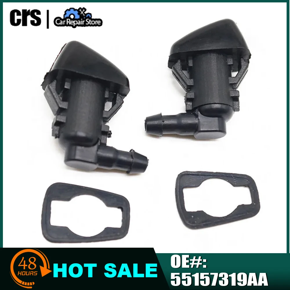 2 unidades 55157319 AA 4806312 Bico fluido lavador de para-brisa AA preto para Dodge Nitro para Jeep Commander Liberty Acessórios para carro