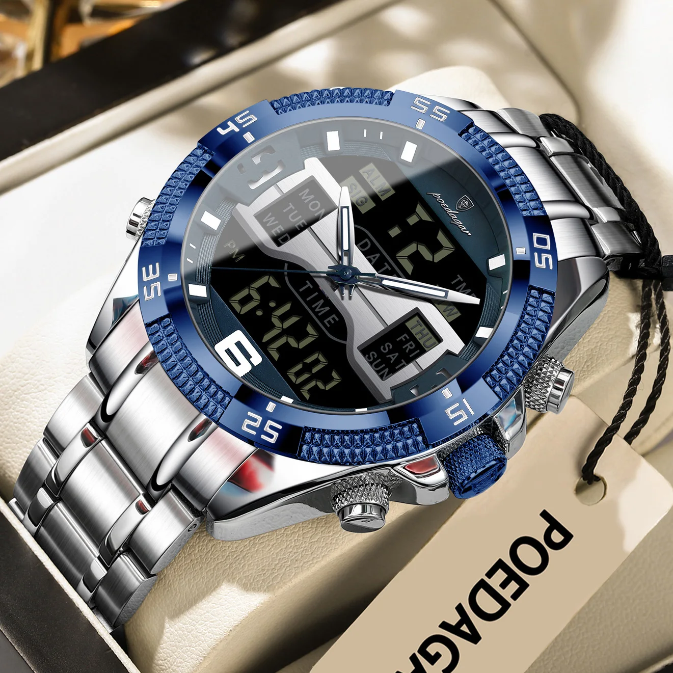 

POEDAGAR Элитный бренд Мужские часы Водонепроницаемые светодиодные часы с датой недели Модные кварцевые мужские часы Модные спортивные цифровые электронные мужские часы