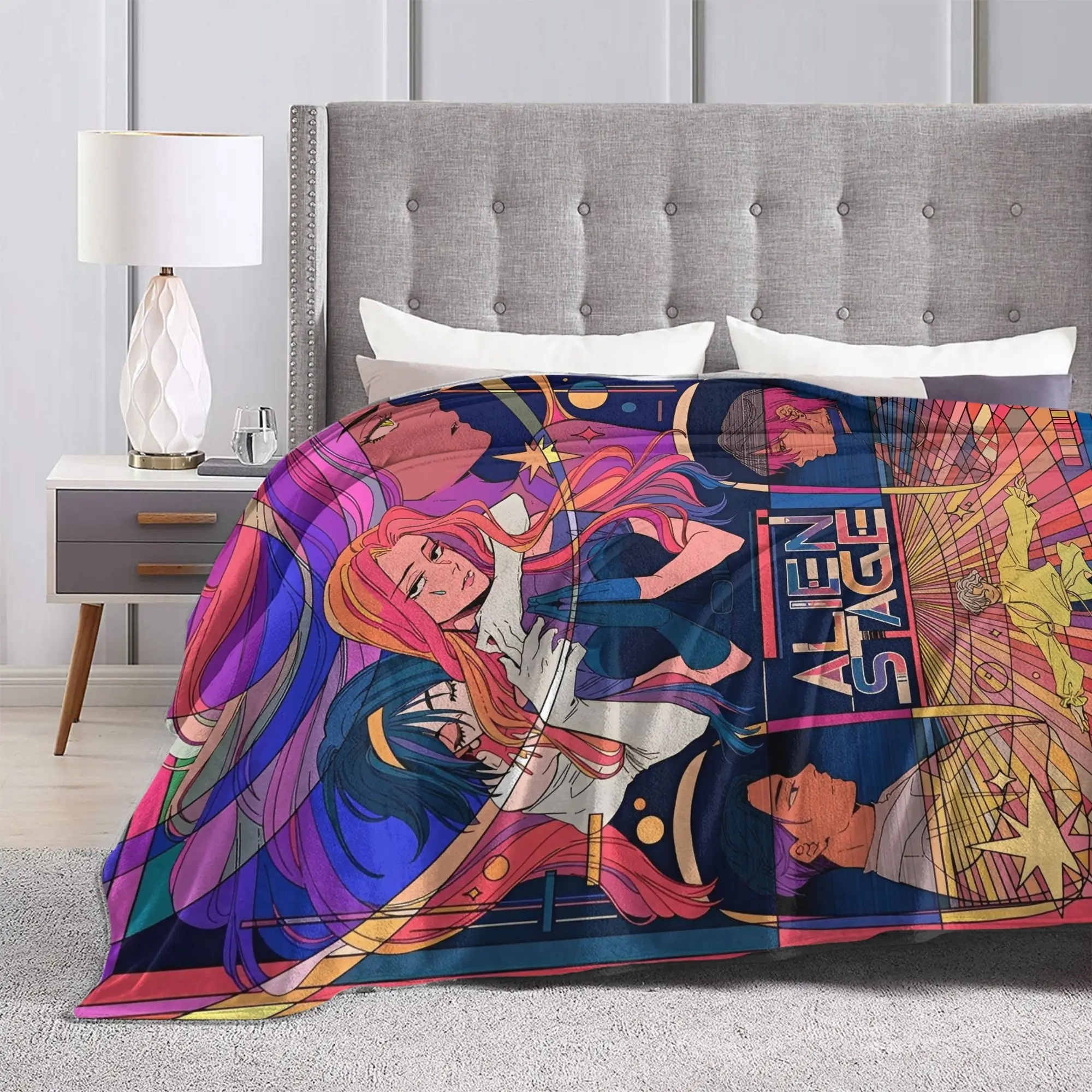 أنيمي الغريبة المرحلة بطانية طائرة السفر الفانيلا رمي بطانية للمنزل ديكور سوبر دافئ مخصص المفرش هدية فكرة