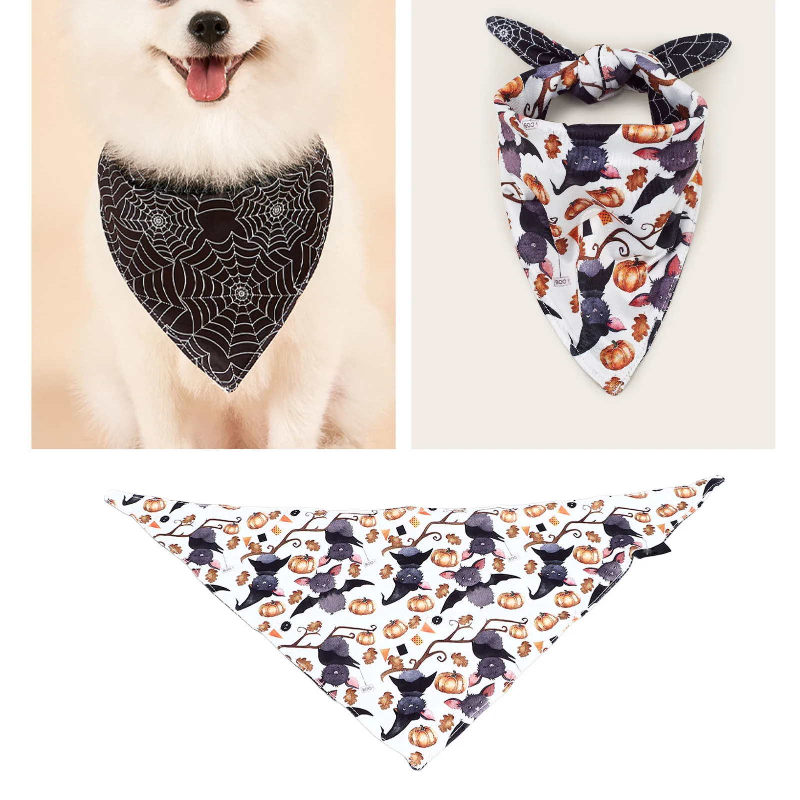 Halloween Dog Cat Bandana Unique Pattern Pet Dog Triangle Bibs Scarf For Halloween Pet Costume Accessories Decoration