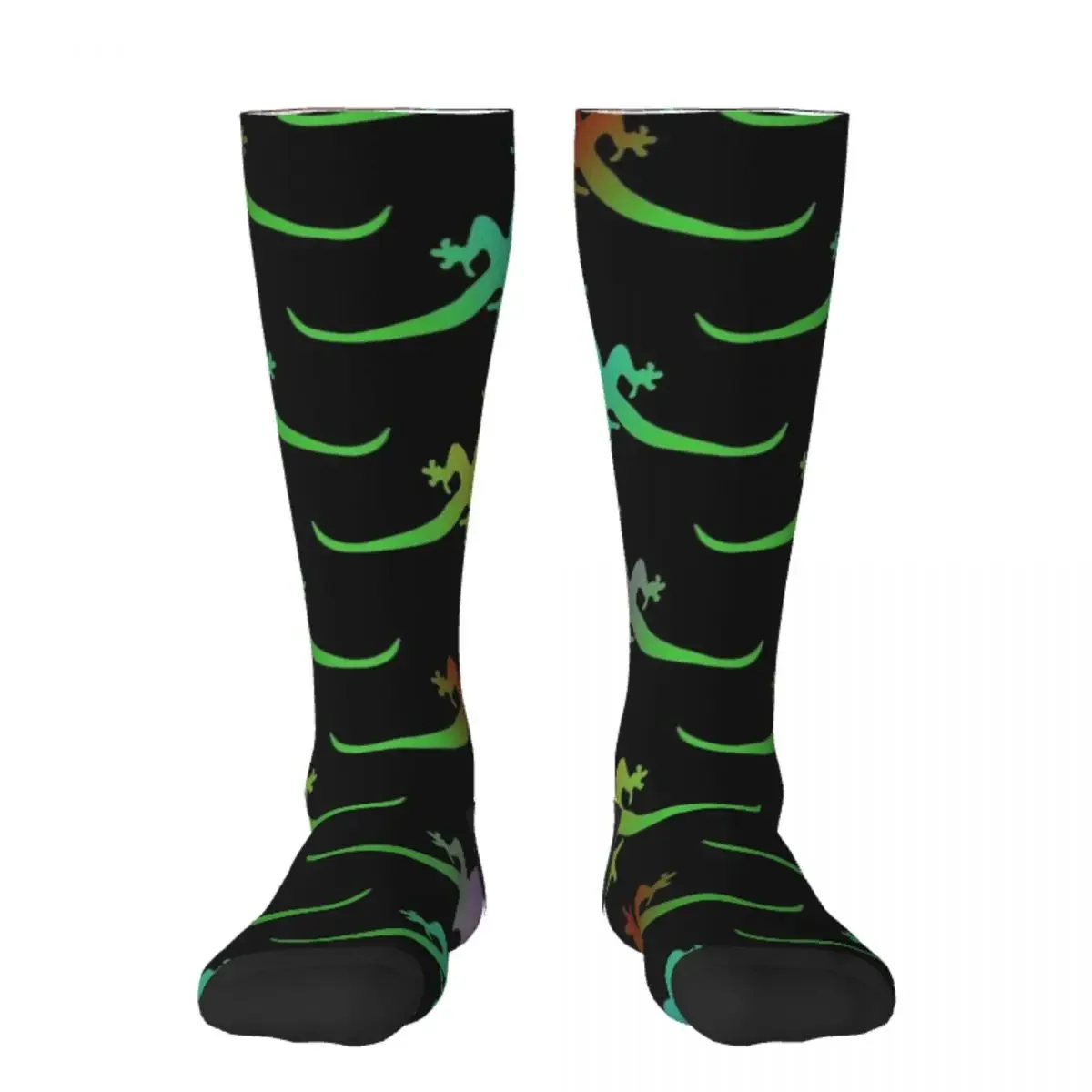 

Colorful Gecko Pattern (black) Socks custom sports winter thermal Antiskid soccer new year Woman Socks Men's