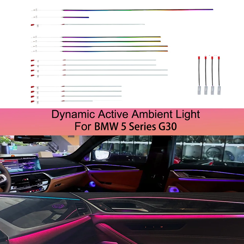 

11 Colors Dynamic Ambient Light for BMW 5 Series G30 , G30 Interior Lighting Upgrade，Car Ambient Light Brightness Upgrade