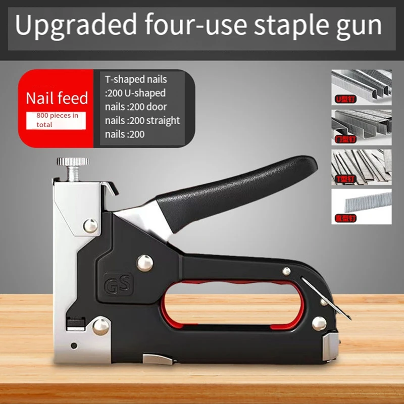 4 In 1 수동 못 박는 총 건설 스테이플러 헤비 듀티 스테이플 건 에어 네일 목공 800 홈 목공 도구