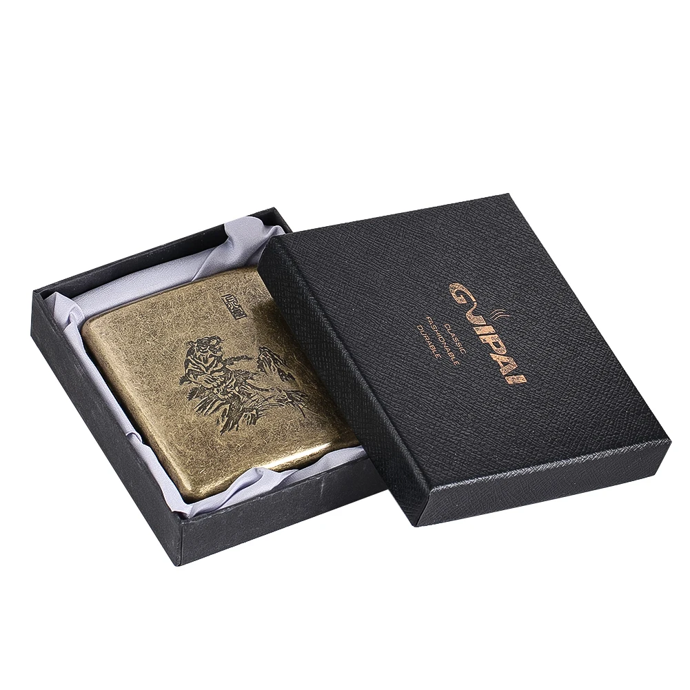 

Металлический портсигар с гравировкой тигра, с ярким животным узором, карманный футляр для сигарет, в ретро-стиле, декоративный, портативный, подарочный