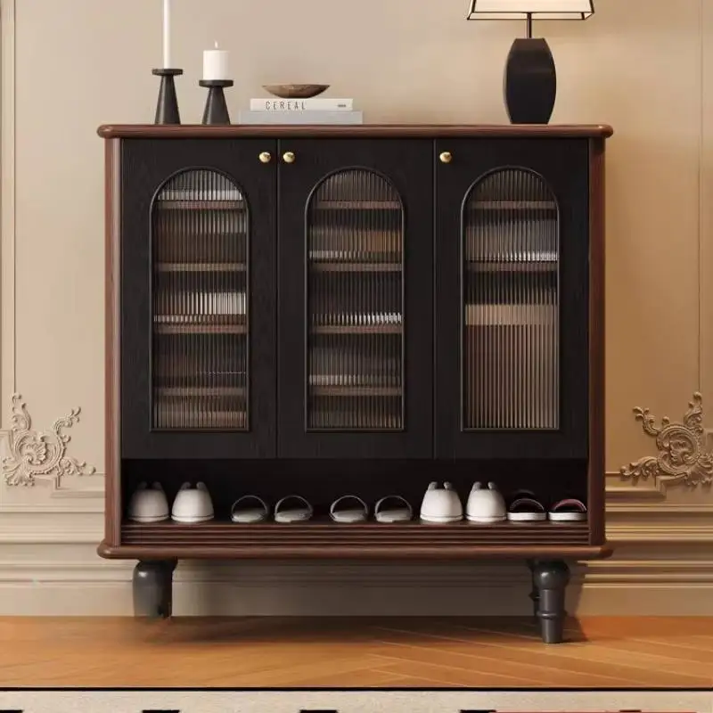 

Dust Cover Black Shoe Cabinet Thin Design Strong Space Saving Shoe Cabinet Living Room Luxury Scarpiera Salvaspazii Furniture