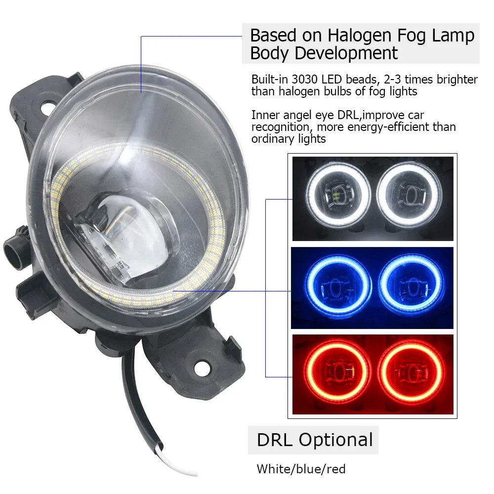 2 Pieces Car Fog Lamp Assembly for Nissan Altima L32 U32 L33 L34 Teana 2007-2020 Led Angel Eye DRL Daytime Running Lights