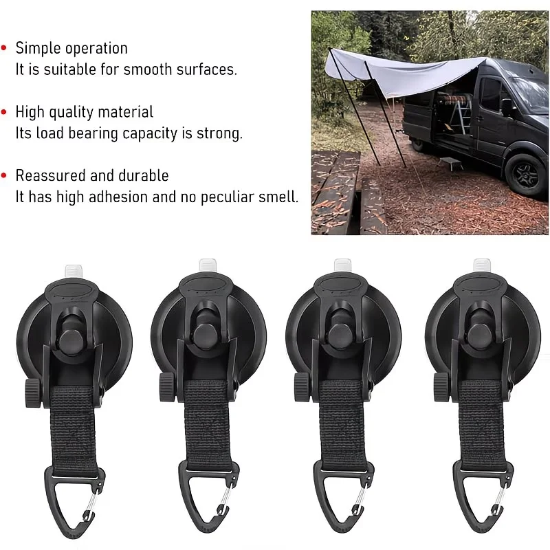 4-teiliges Outdoor-Camping-Autodachzelt mit tragbaren PVC-Saugnäpfen, sicherem Verriegelungsmechanismus und robusten Wohnmobil-Zubehörteilen