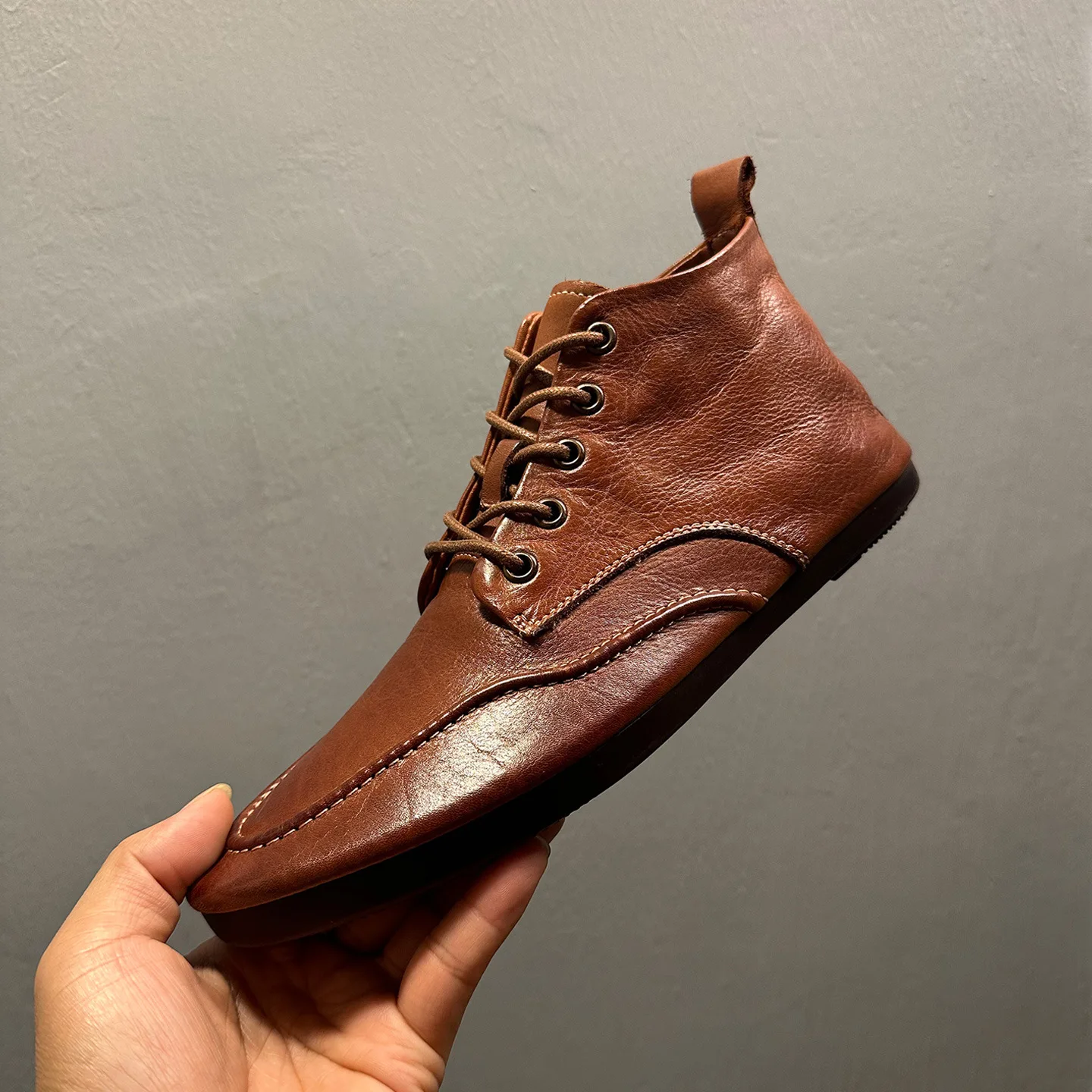 YETTIES Men's Premium Horsehide Leather High-Top Combat Boots | 2026 Autumn Winter British Style Soft Sole Lace-Up Work Footwear