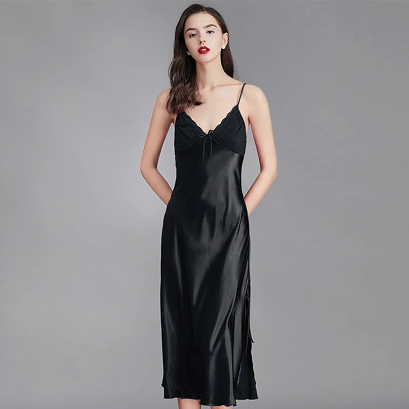 بالإضافة إلى حجم مثير طويل الحرير الجليد الساتان ثوب النوم الترا - لينة وتنفس الصيف حبال ملابس خاصة ملابس منزلية مع زخرفة الدانتيل حساسة #1