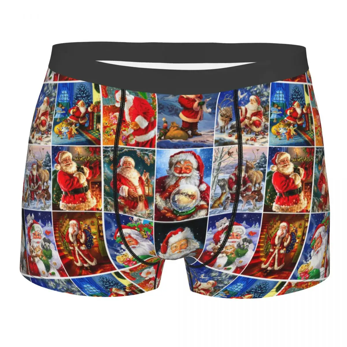 New Year Men Underwear Red Merry Christmas Santa Boxer Briefs Shorts Panties Funny Breathable Underpants for Homme Plus Size