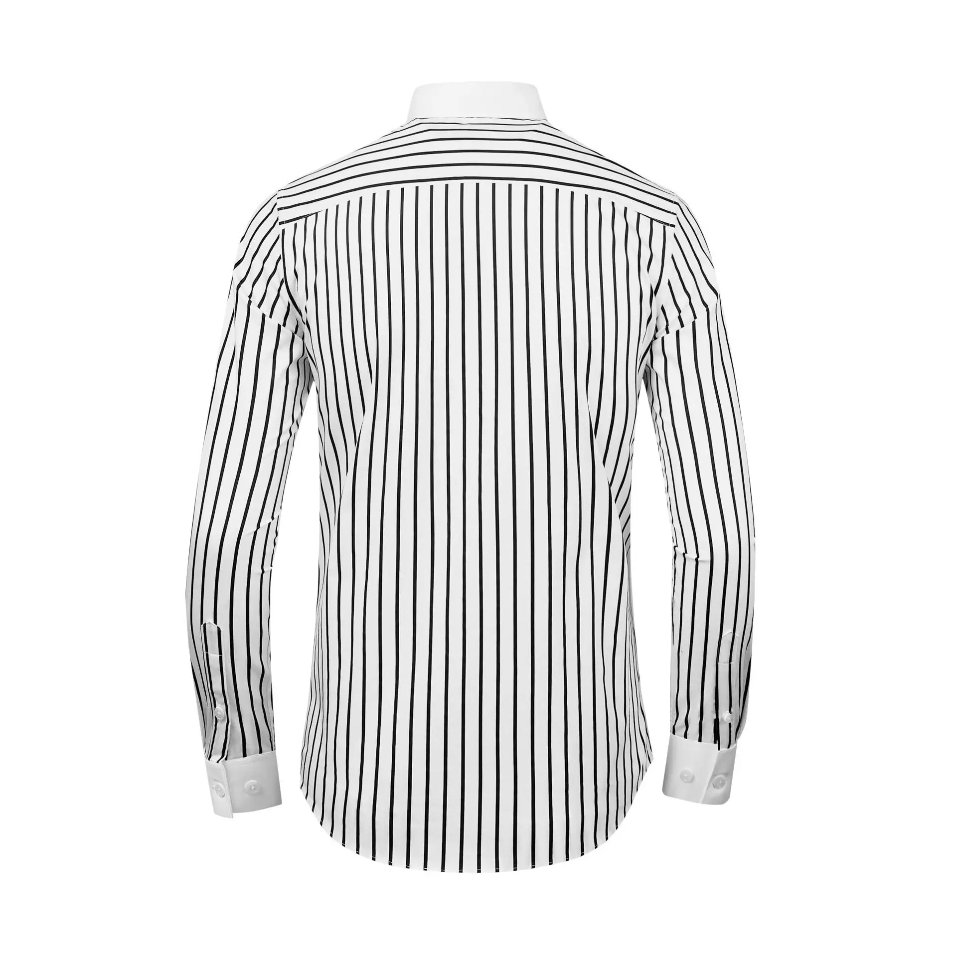 قميص قطني فاخر مخطط للرجال قمصان عمل كاجوال ضيقة بأكمام طويلة متعددة الاستخدامات للولائم الاجتماعية قميص ملابس للرجال