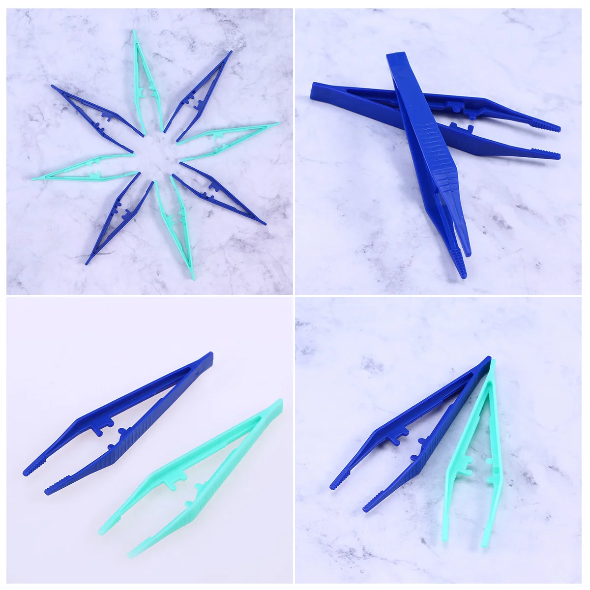 10pcs Disposable Tweezers Medical Beads Tweezers Plastic Craft Tweezers for DIY (Color Random) plastic tweezers