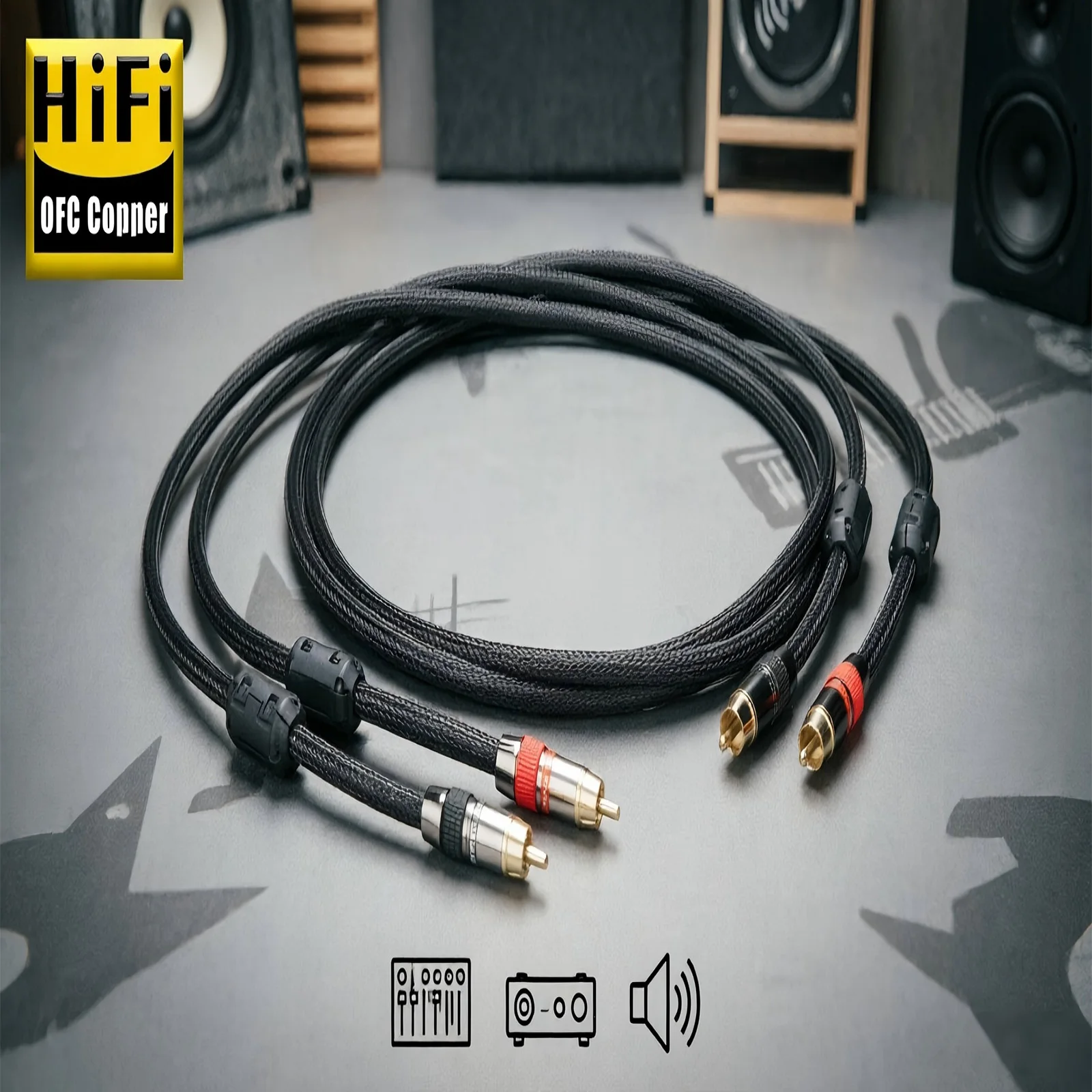 

24-каратный позолоченный RCA-разъем, Hi-Fi RCA-кабель Preffair, 4-жильный аудиокабель RCA из OFC-провода, сигнальный провод с экранированием из чистой меди.