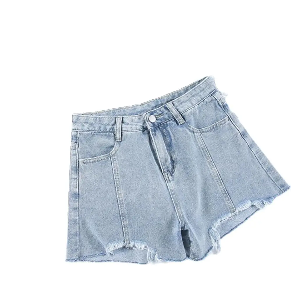 Summer Denim Shorts Women's Vintage Hole Stripes Denim Thong Shorts Female Sexy Pocket Jeans Shorts Female Summer 2024 New