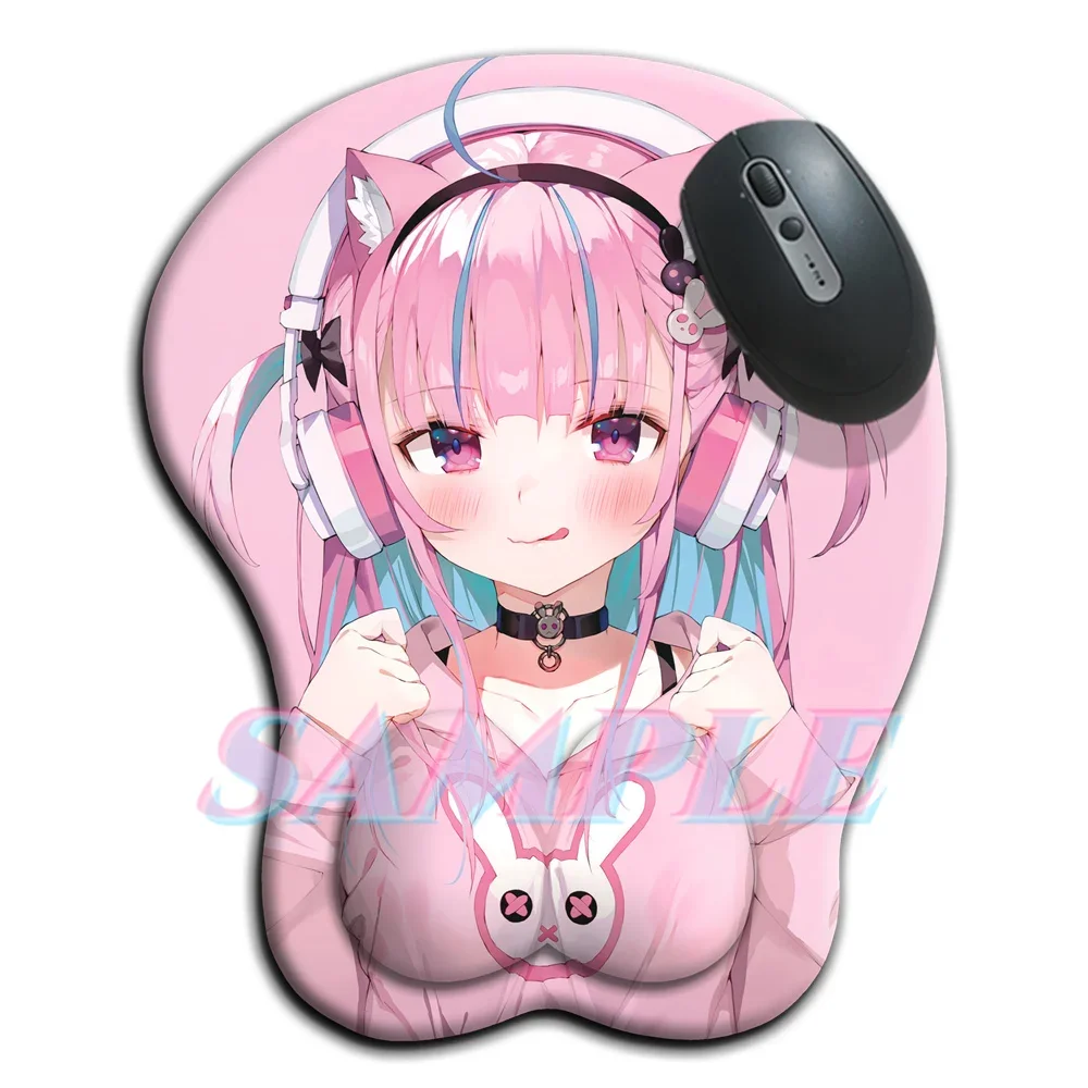 Hololive Pequeno Boob Mouse Pad, Mamilo 3D, Oppai Gamer, Anime Hentai, Sexy Mousepad com Descanso de Pulso, Kawaii Loli