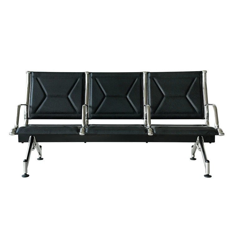 Luxury Black Bus Stop Waiting Chairs Airport Lounge and Salon Furniture for Busy Wait Rooms